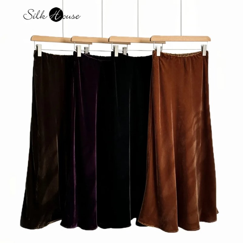 Elegant Plus Size Silk Velvet Skirt