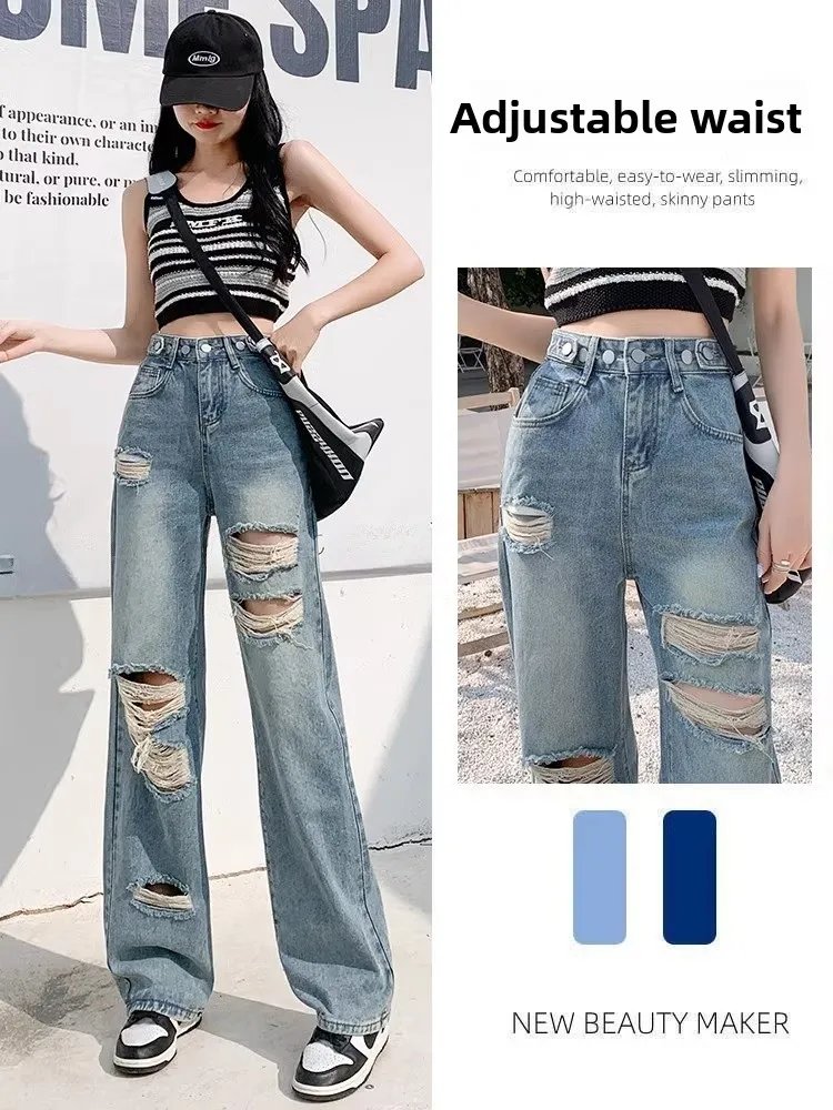 Chic Ripped High-Waist Jeans