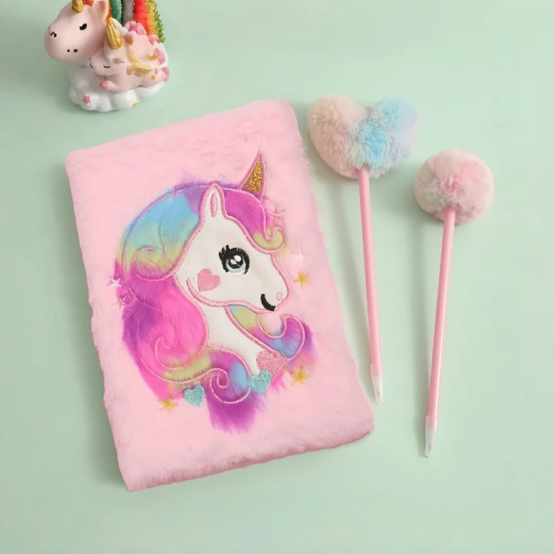 Unicorn Plush Notebook Set