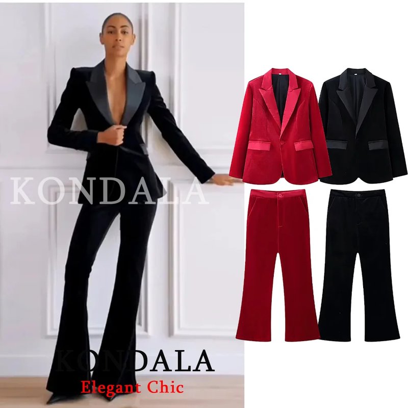 Elegant Velvet Blazer and Pants Set