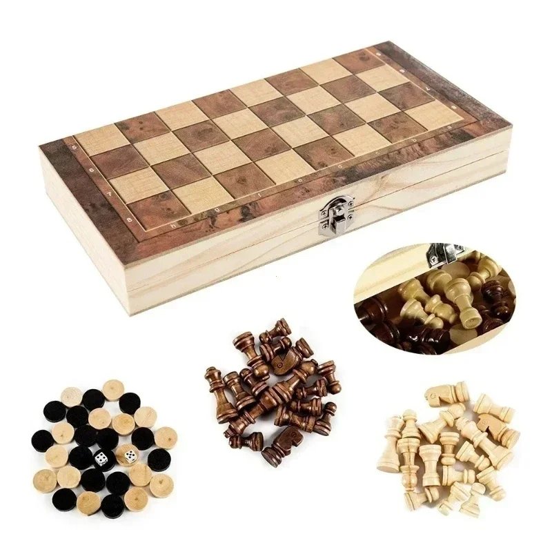 3-in-1 Travel Chess and Checkers Set