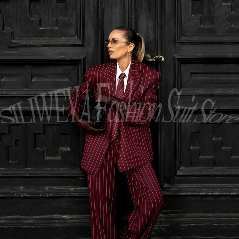 Chic Burgundy Blazer & Pants Set