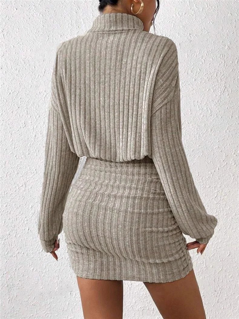 Chic Autumn Turtleneck Mini Dress