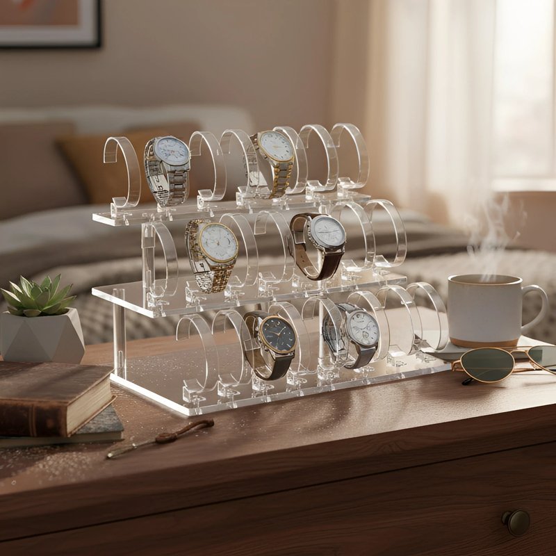 Acrylic 24-Slot Watch Display Stand