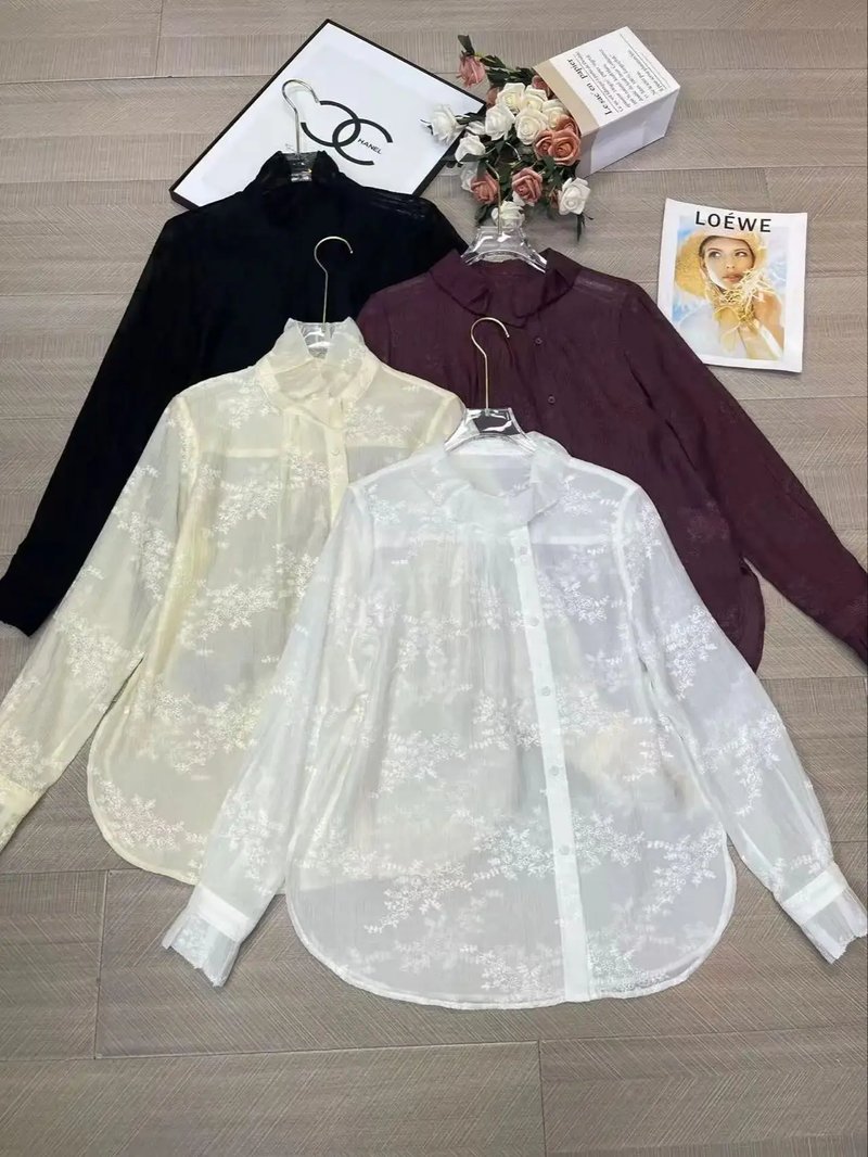 Elegant Embroidered Ruffle Blouse