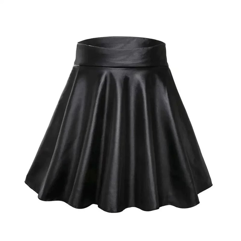 Chic High Waist Faux Leather Skirt
