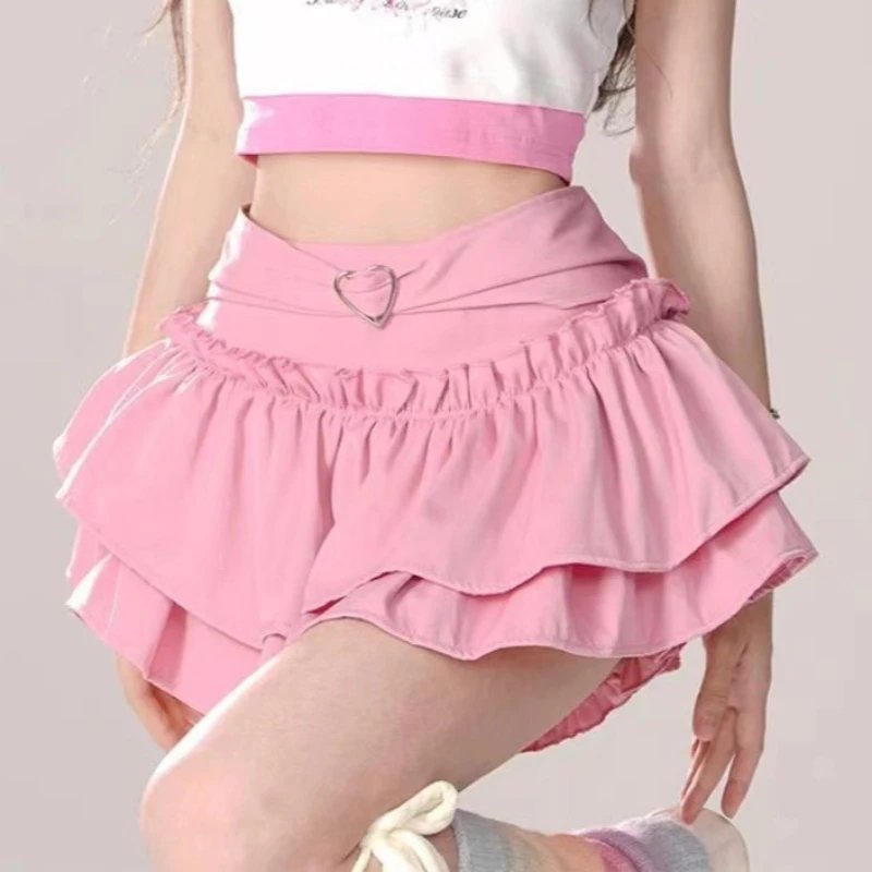 Kawaii Heart Buckle Mini Skirt