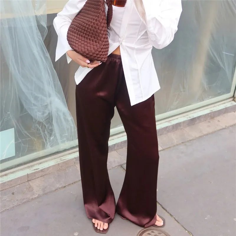 Elegant Satin Wide Leg Pants