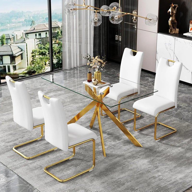Stylish Rectangular Glass Dining Table