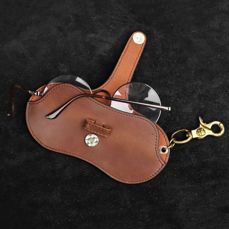 Stylish Leather Glasses Case Keychain