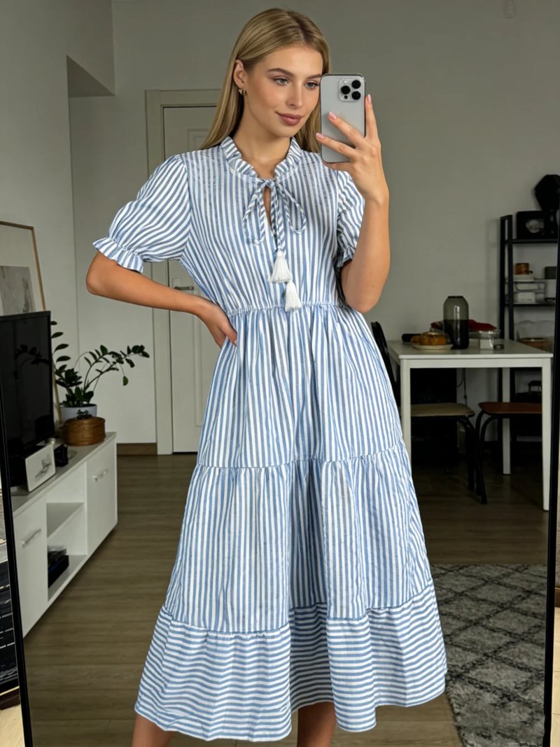 Elegant Striped Summer Midi Dress