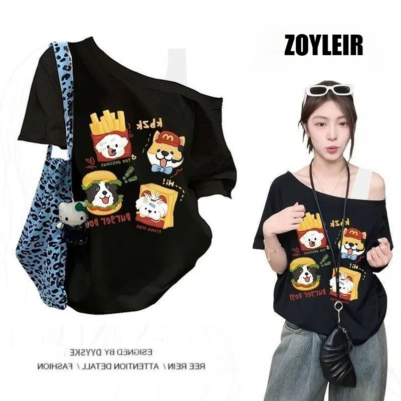 Stylish Off-Shoulder Graphic Tee