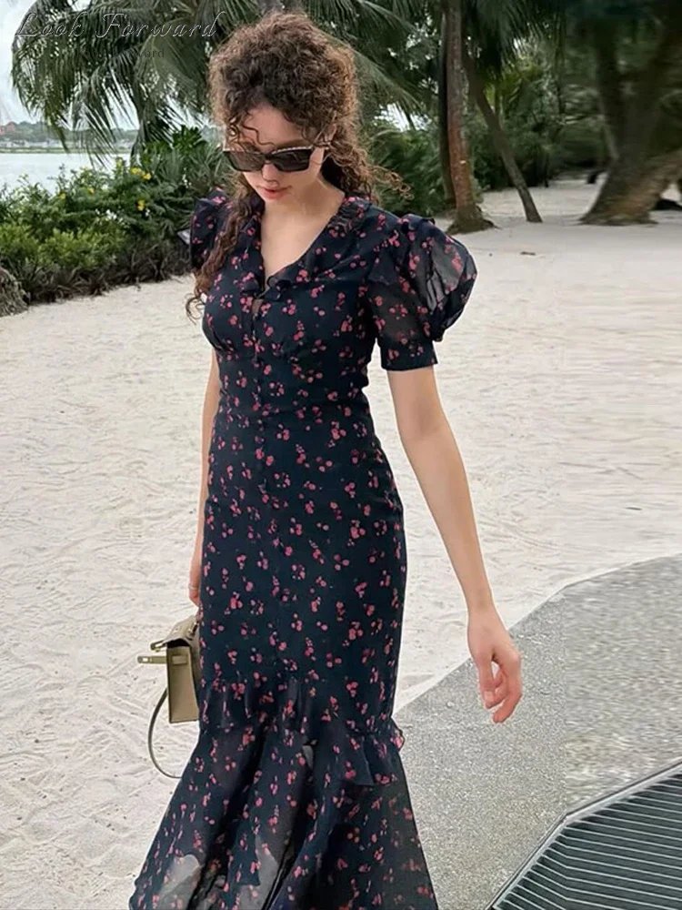 Floral Maxi Dress with Puff Sleeves