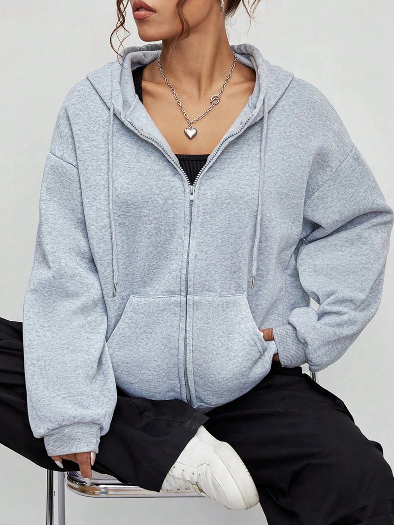 Plus Size Fleece Zipper Hoodie