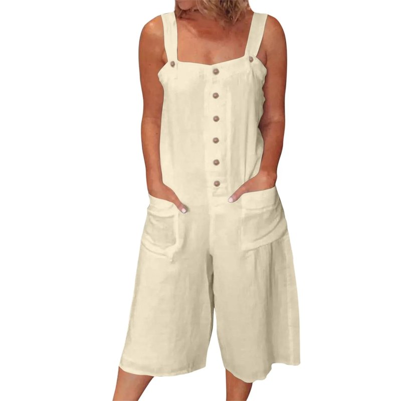 Summer Linen Wide Leg Overalls