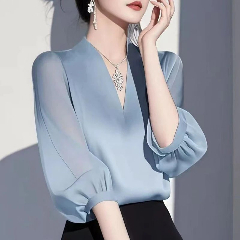 Chic Satin V-Neck Blouse