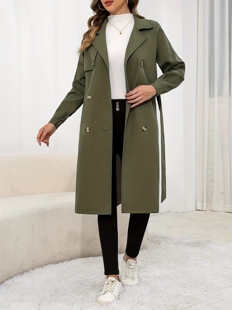 Chic Olive Green Trench Coat