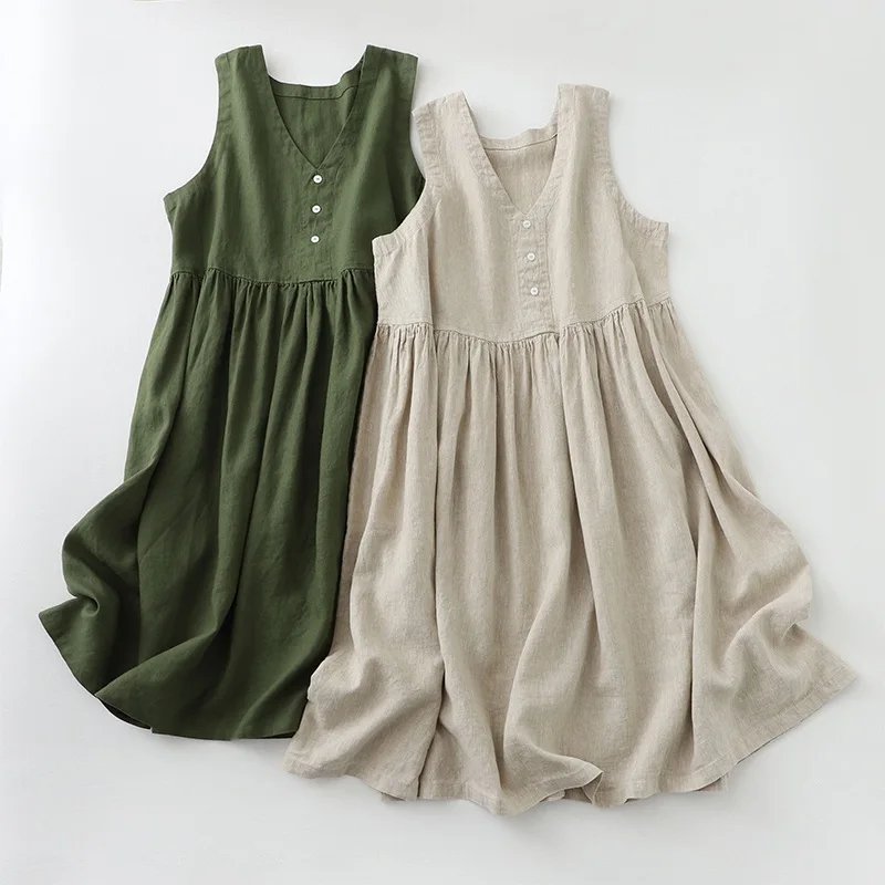 Casual Summer Linen Midi Dress