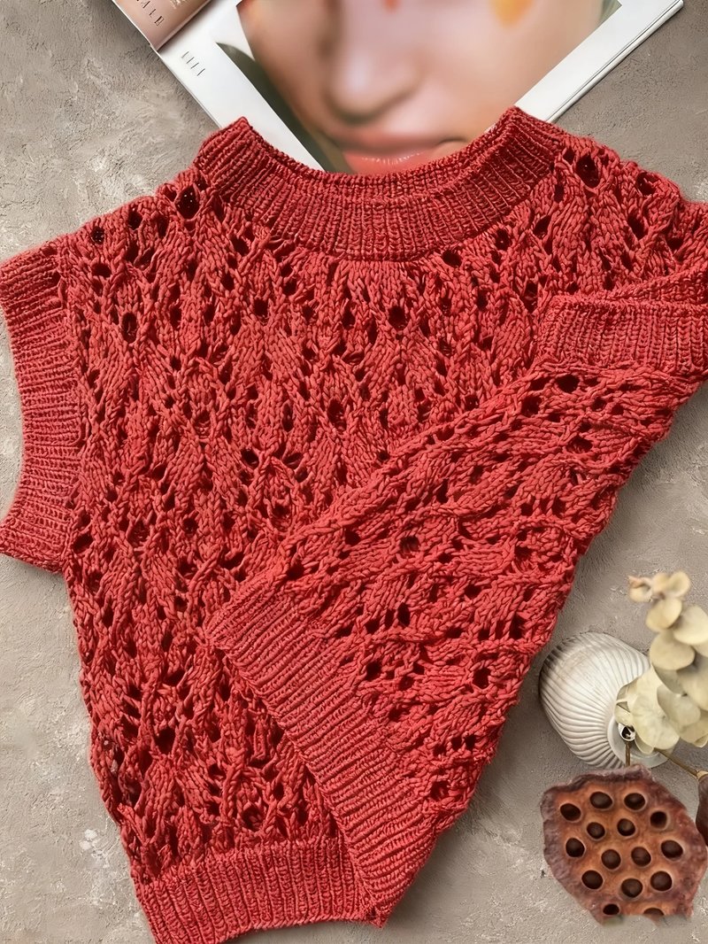 Vintage Red Crochet Knit Vest