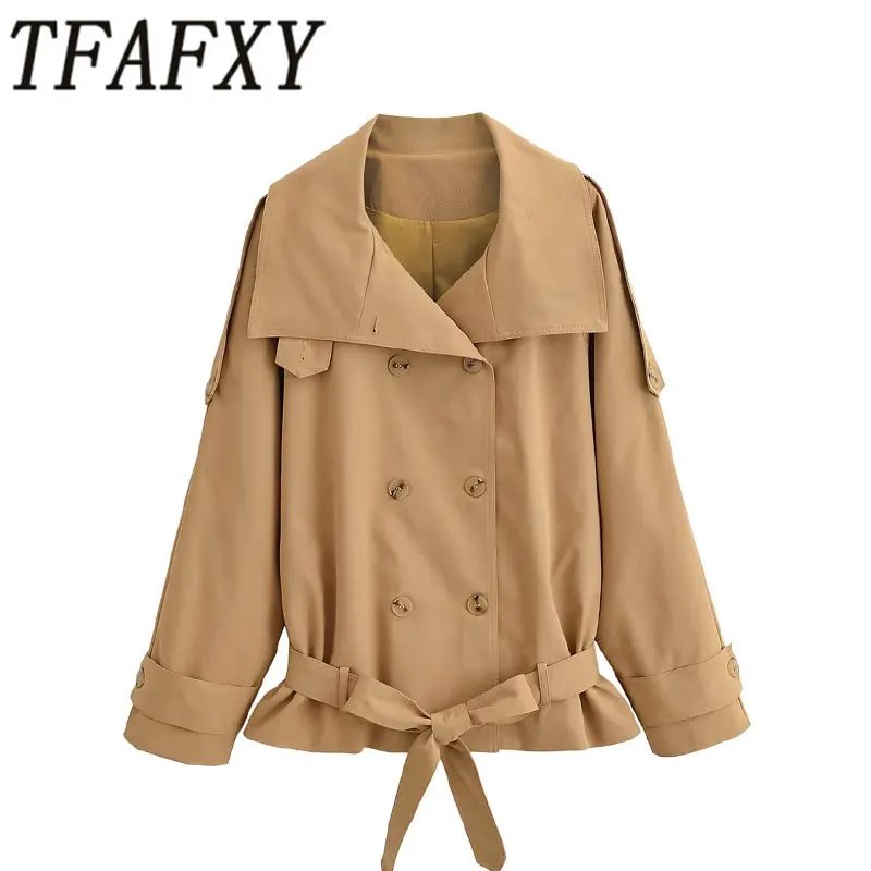 Chic Women's Double-Breasted Trench Coat