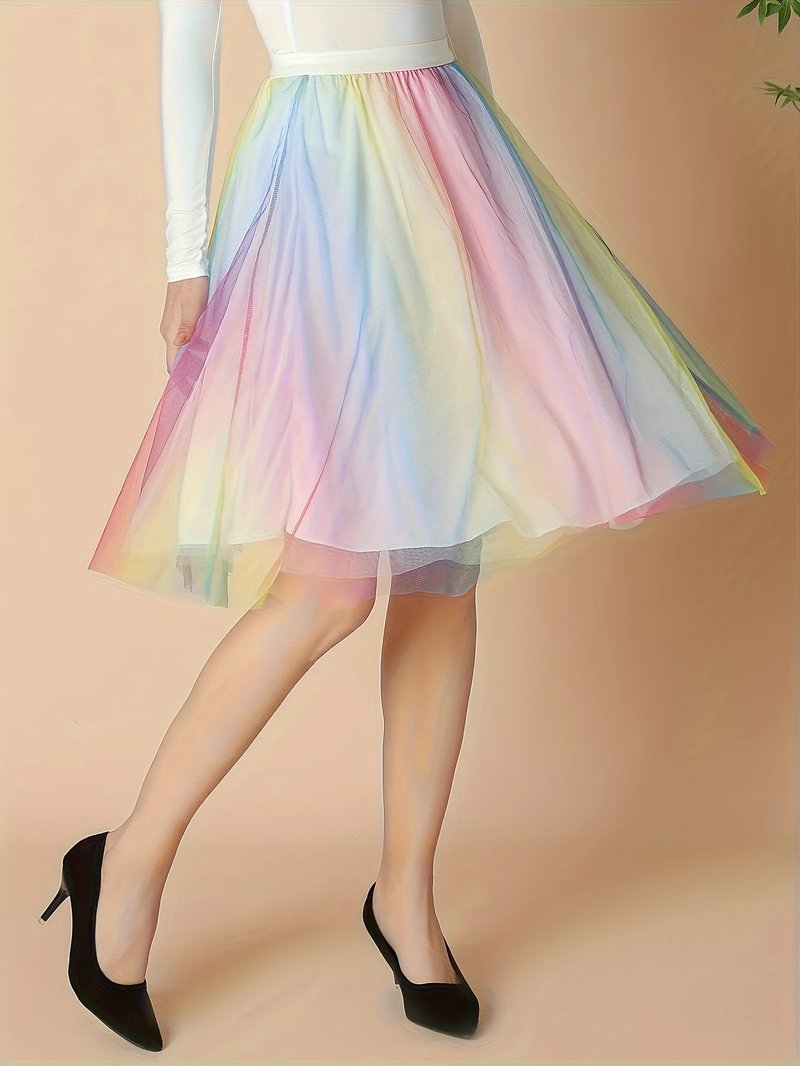 Plus Size Rainbow Tulle Skirt