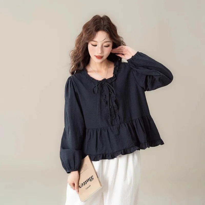 Vintage Ruffle Hem Blouse