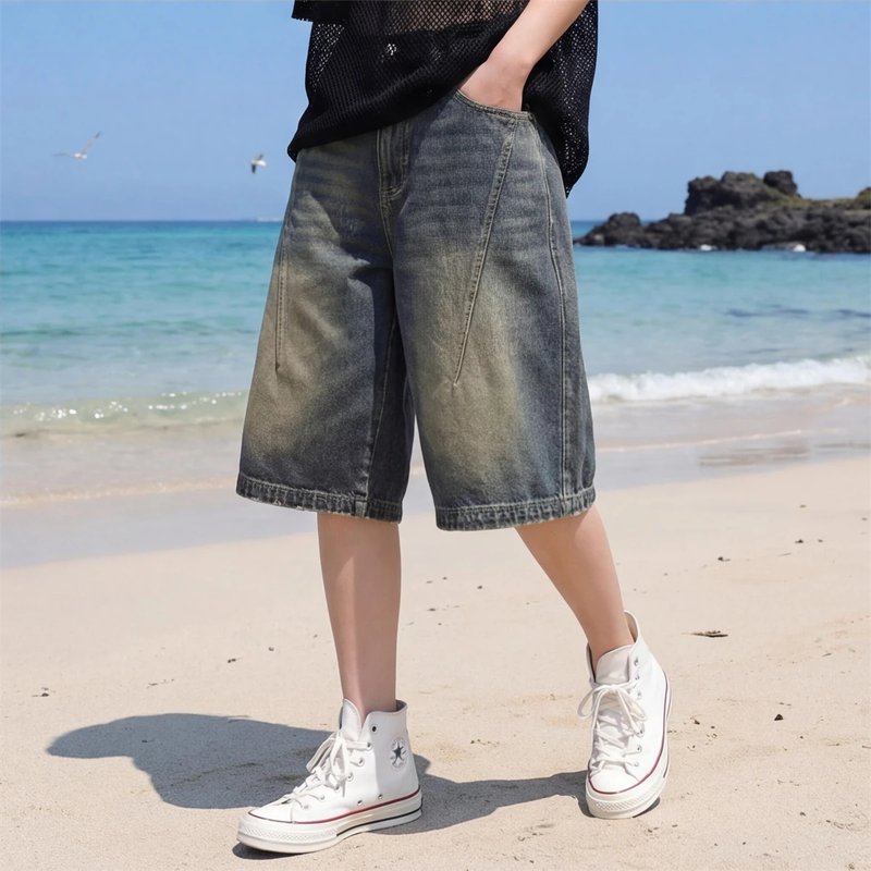Vintage Gradient Denim Shorts