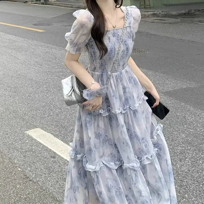 Floral Puff Sleeve Maxi Dress