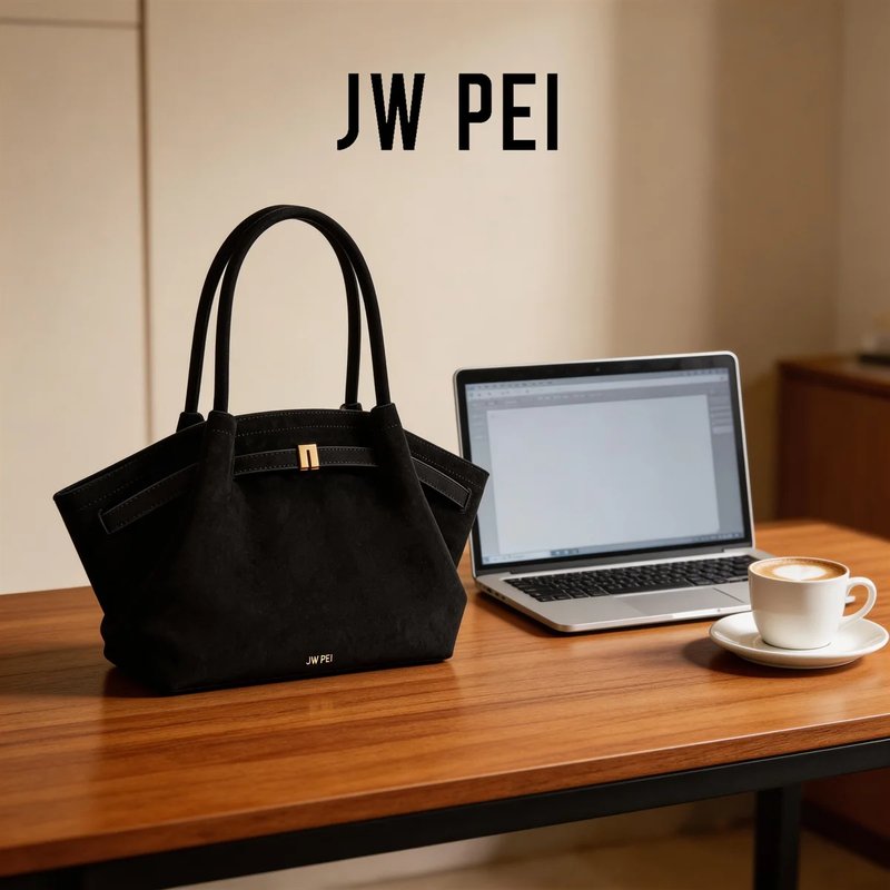 Vintage Dumpling Bag - Black Faux Suede