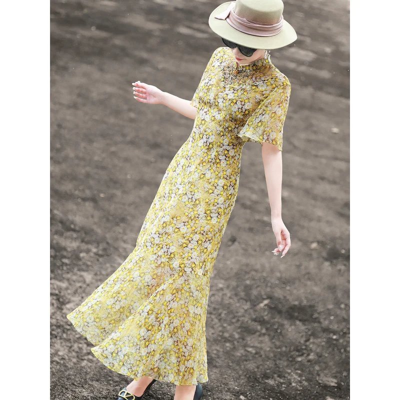 Elegant Floral Midi Dress for Women