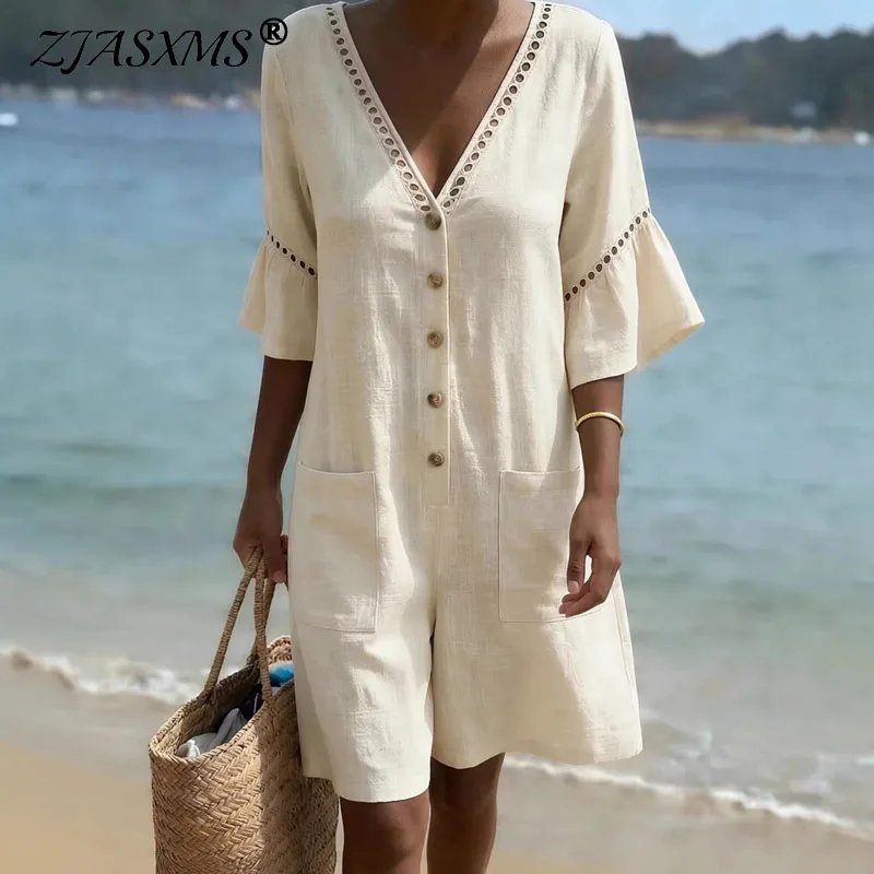Chic Summer Cotton Linen Jumpsuit