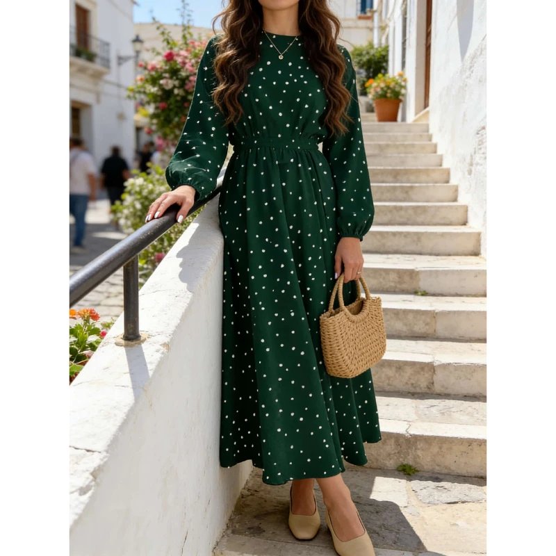 Chic Polka Dot Midi Dress