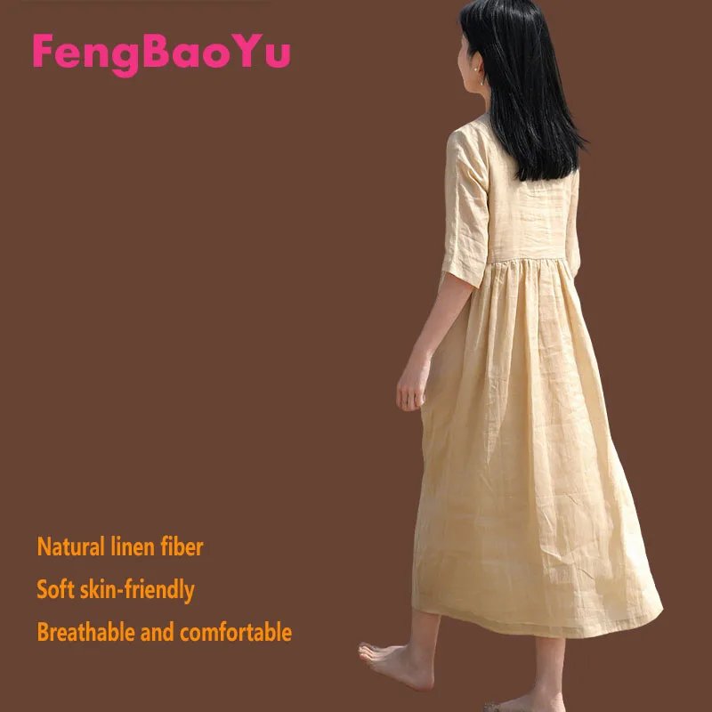 Linen Women's Long Sleeve Dress
