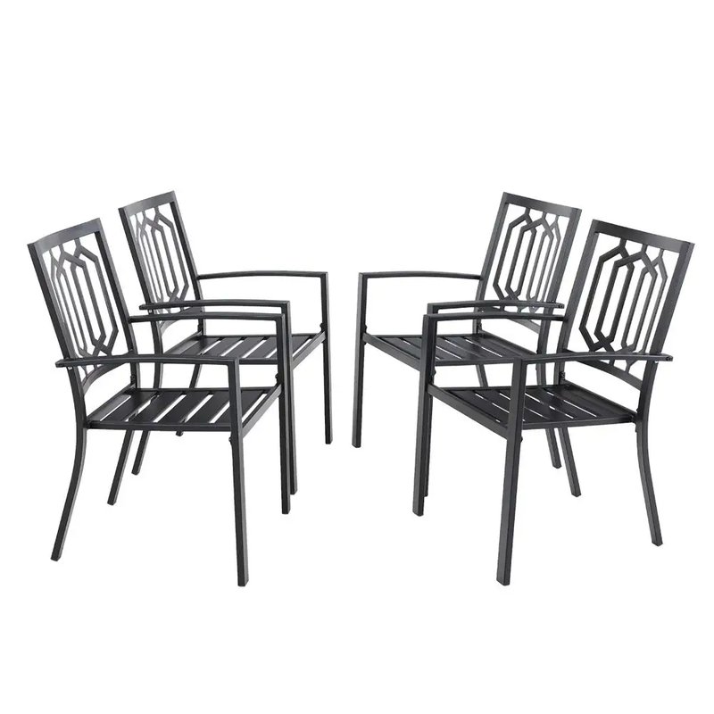Set of 4 Stackable Metal Dining Chairs