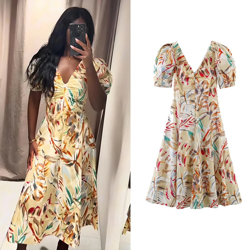 Summer V-Neck Print Dress
