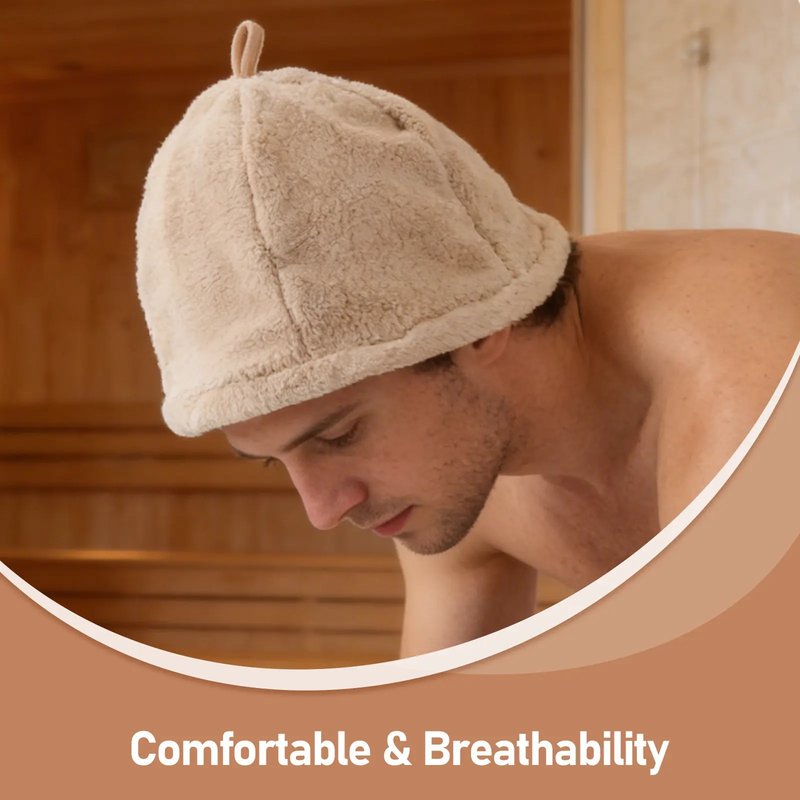 Khaki Sauna Hat for Heat Protection