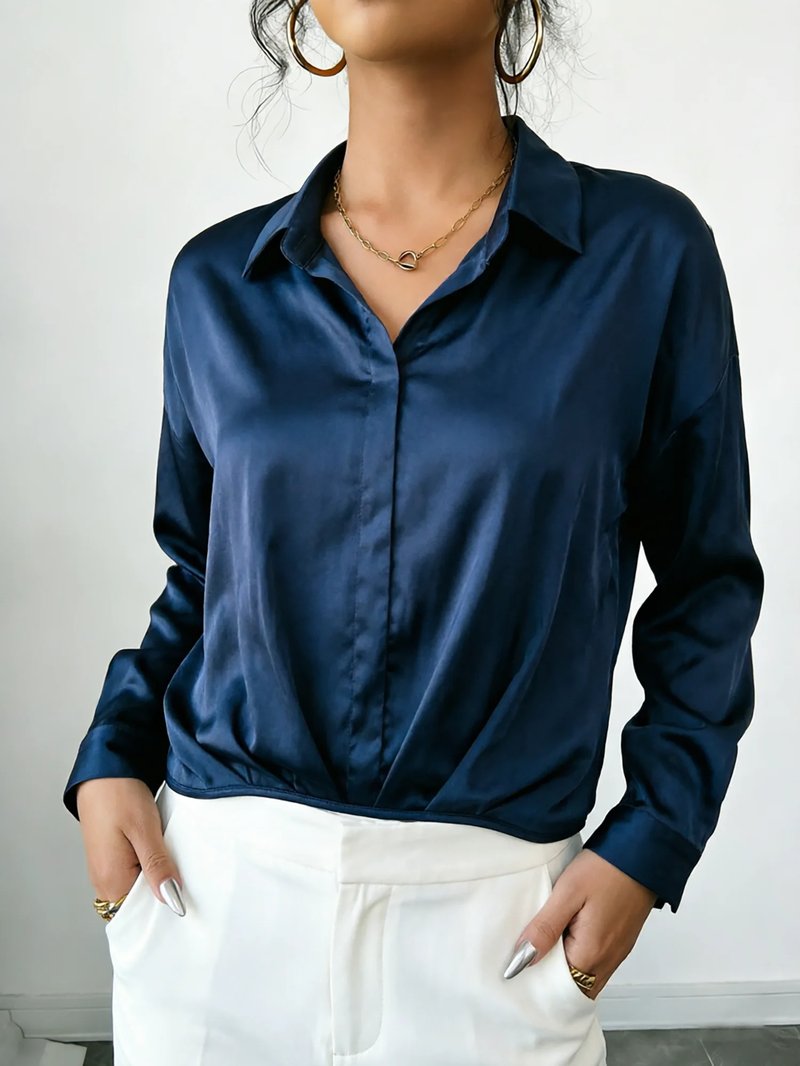Elegant Satin Collar Blouse