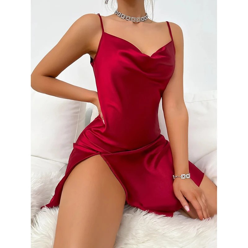 Elegant Satin Backless Nightdress
