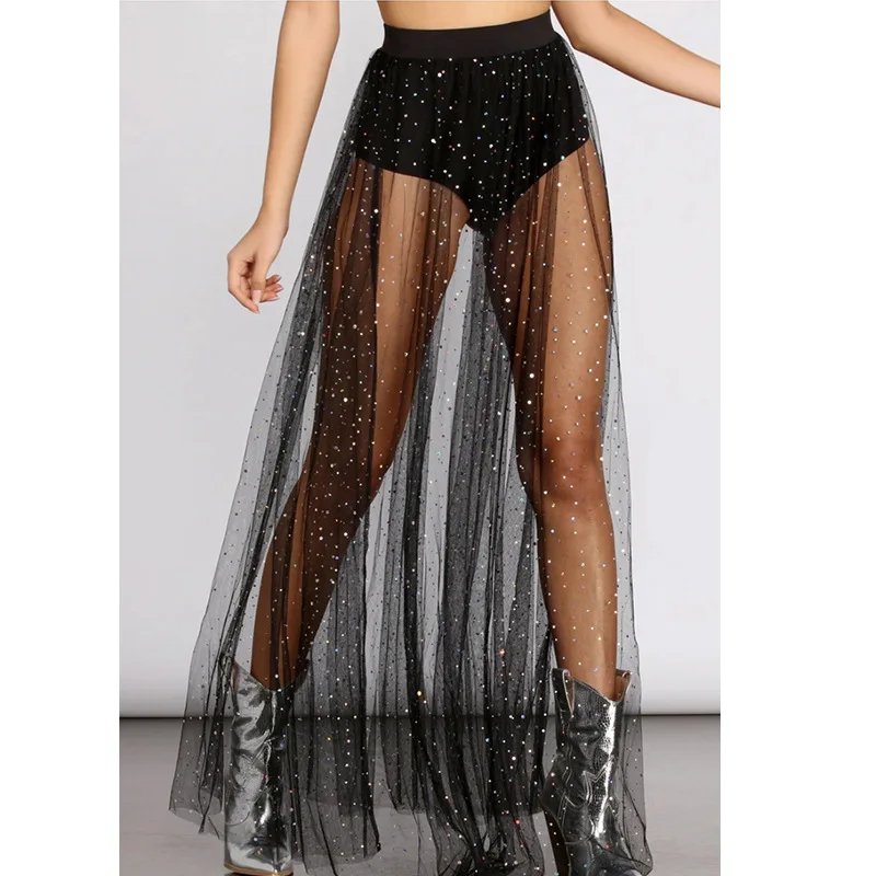 Elegant Sheer Ankle-Length Skirt
