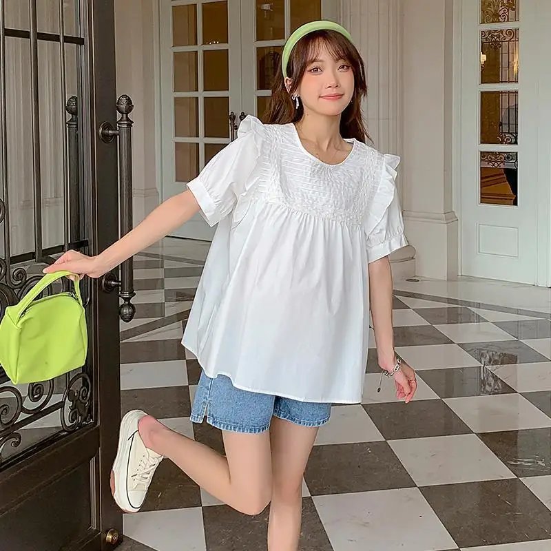 Chic Pleated Ruffle Summer Blouse