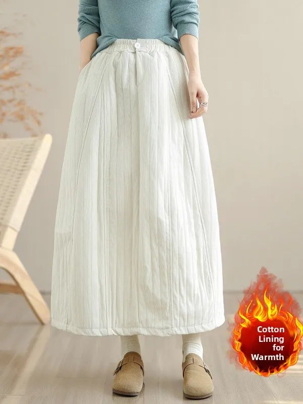 Warm Corduroy A-Line Skirt for Plus Sizes