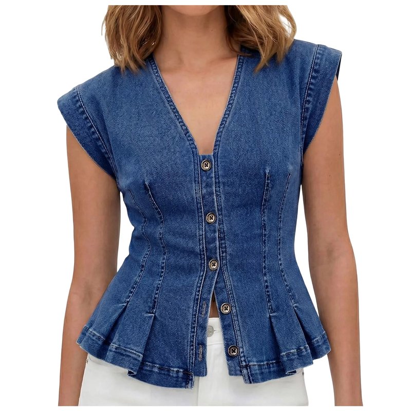 Retro Denim Tie Waist Shirt