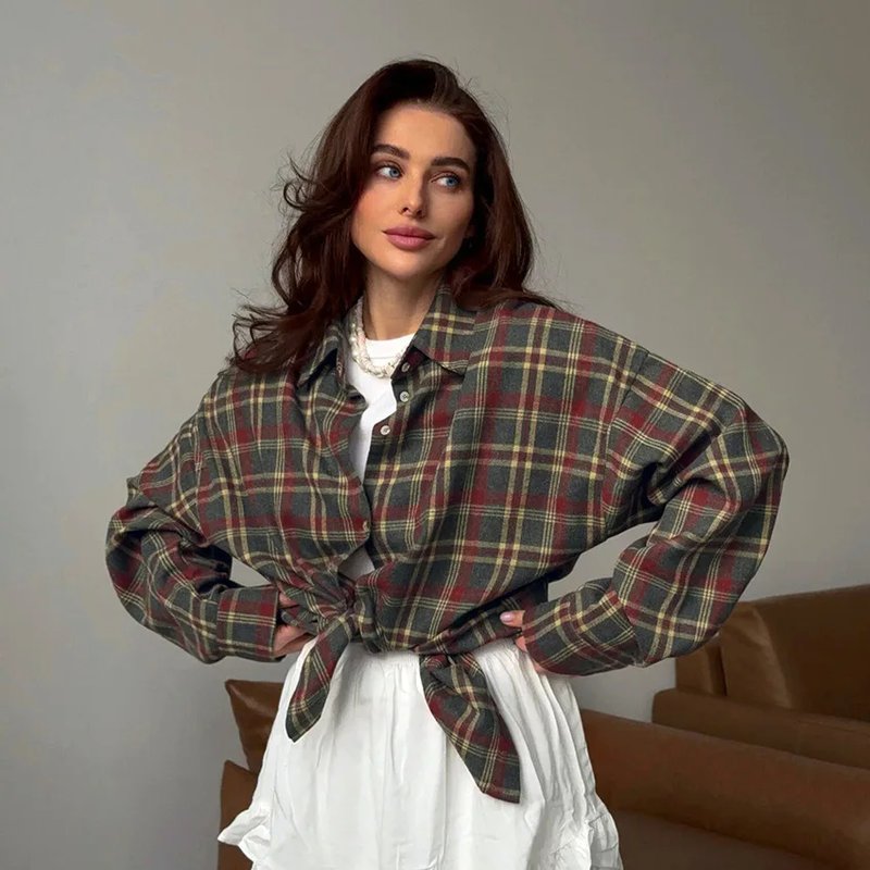 Oversized Plaid Flannel Shirt