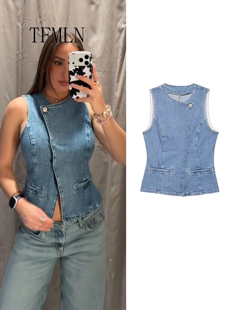 Elegant Vintage Denim Vest for Women
