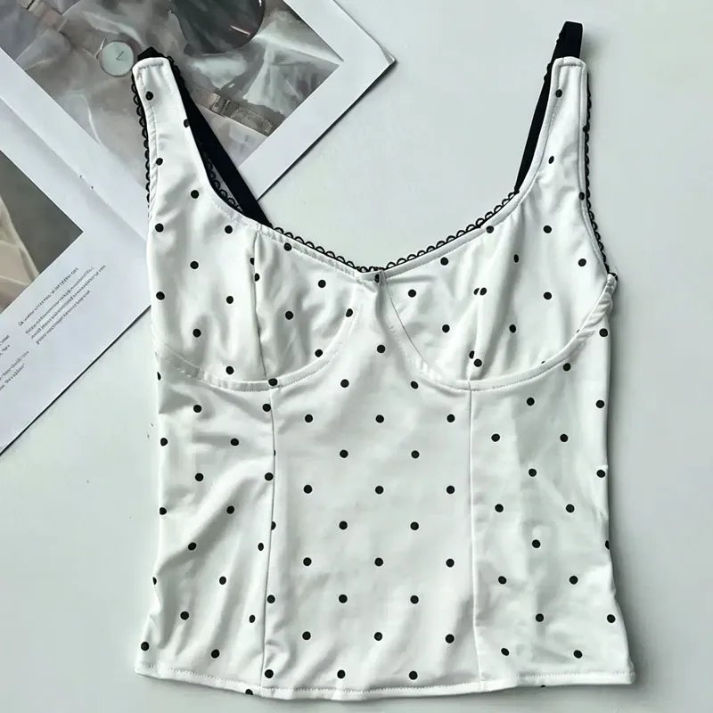 Satin Polka Dot Lace Camisole