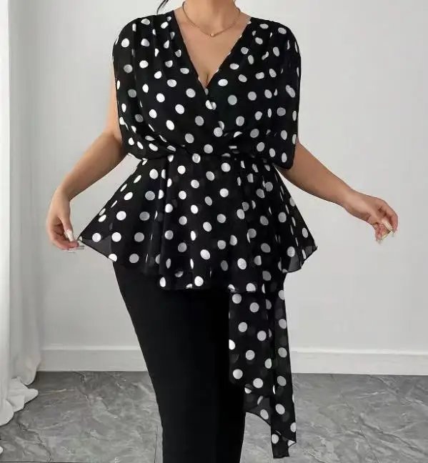 Chic Plus Size Polka Dot Blouse