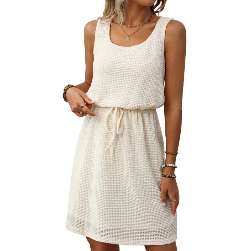 Lightweight Waffle Knit Tank Dress