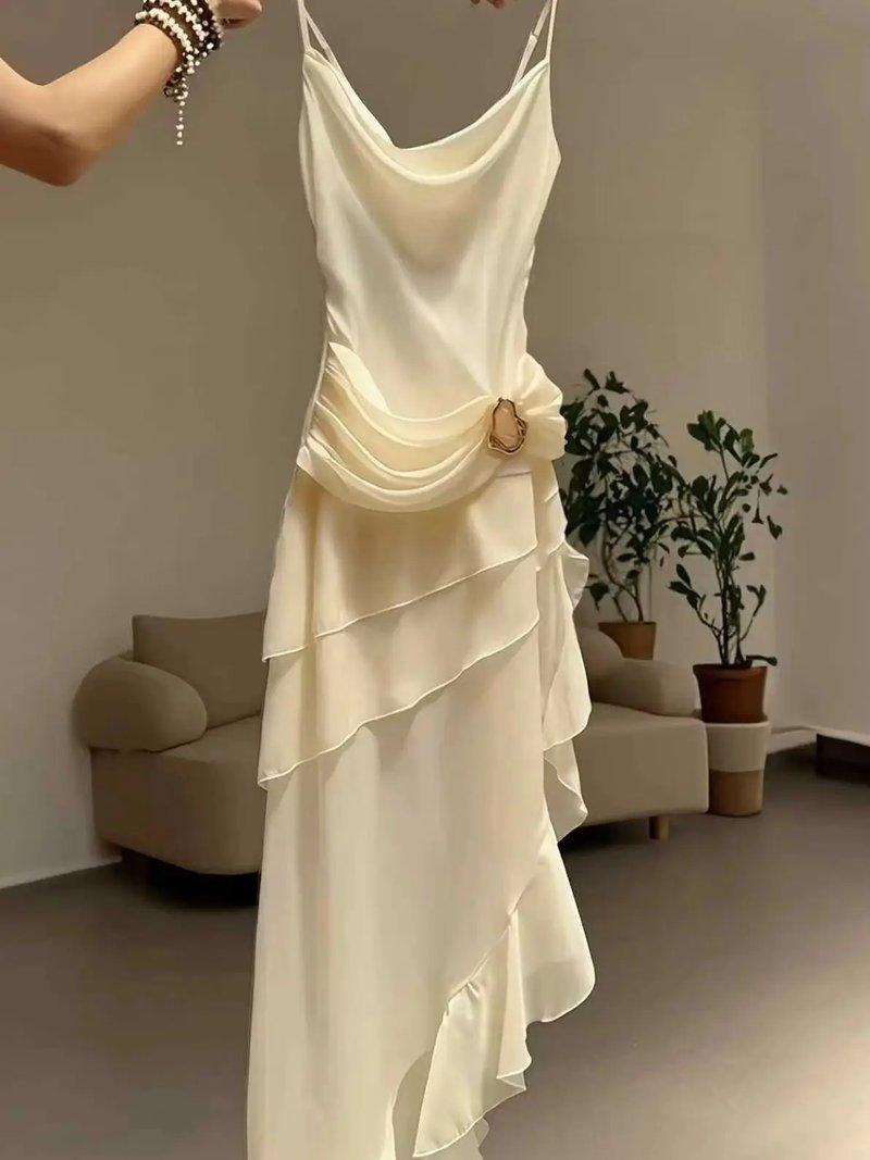 Chic Apricot Tiered Maxi Dress