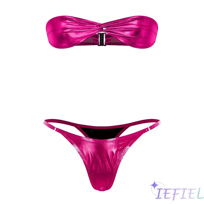 Shiny Metallic Bikini Set for Women