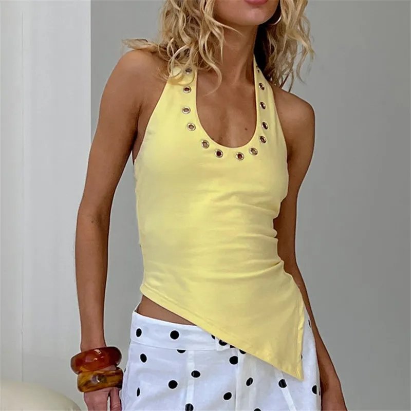 Y2K Retro Halter Neck Tank Top